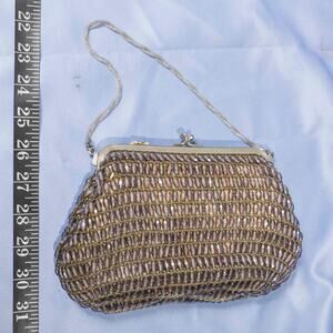 Vintage 1960s Rosenfeld Beaded Evening Bag Kiss Lock Metal Strap made in Italy